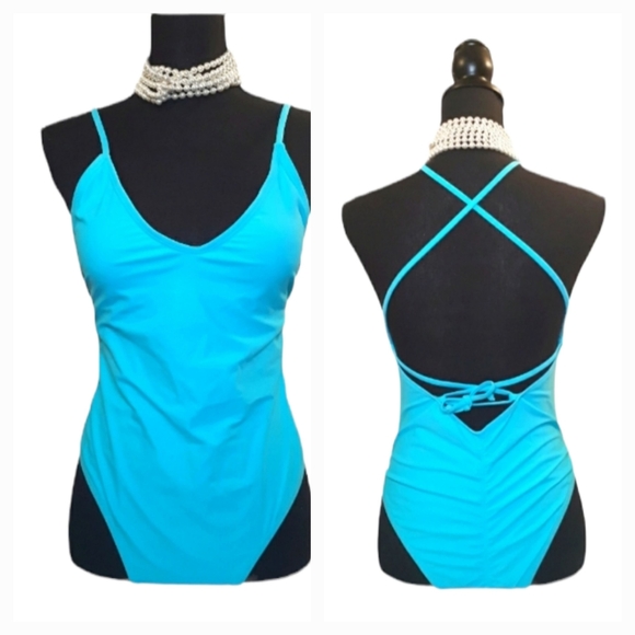 One Piece Turquoise Swimsuit - Picture 3 of 7